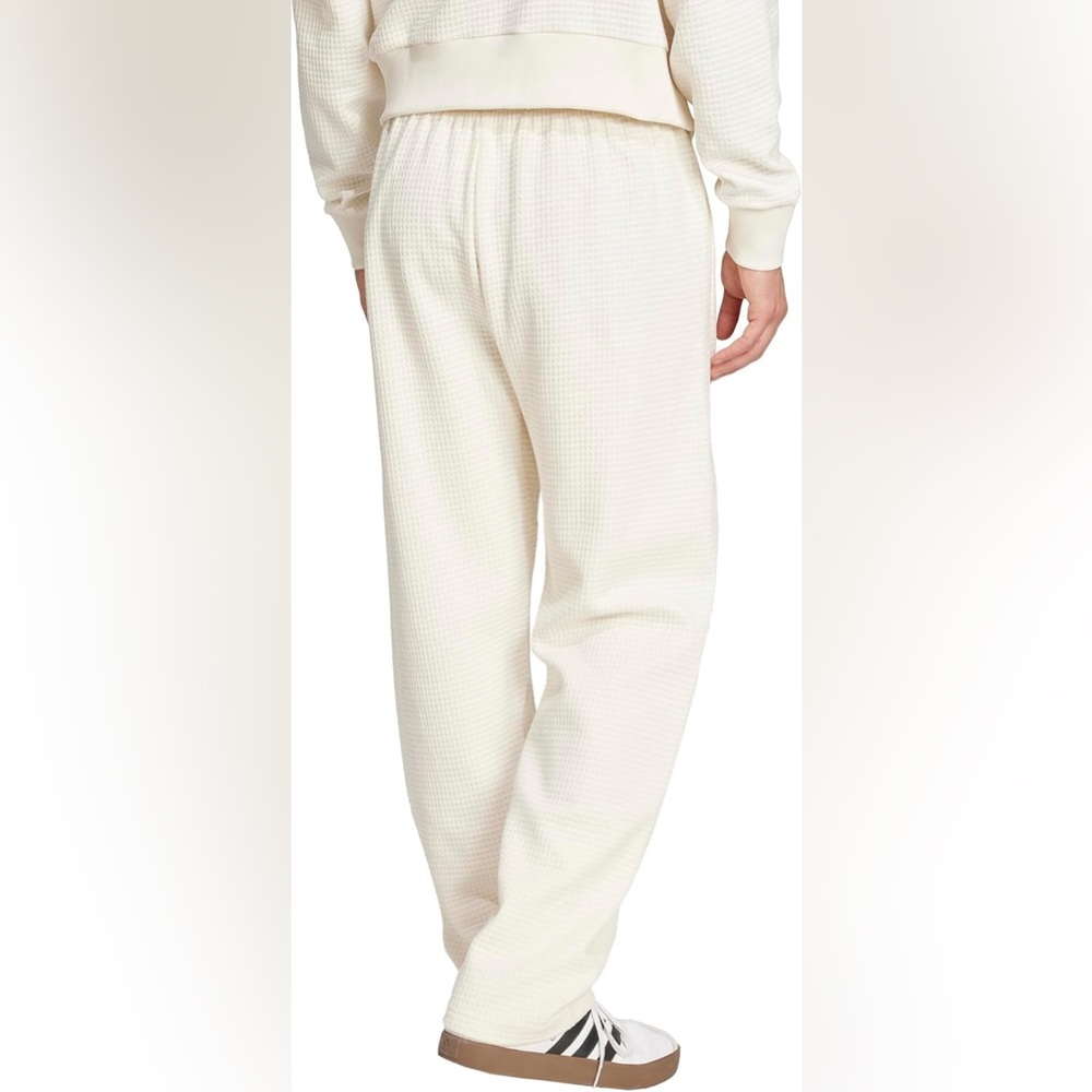 Adidas Men's ALL SZN Waffle Knit Sweatpants Off White Loose Fit Open Hem L New - Picture 2 of 8